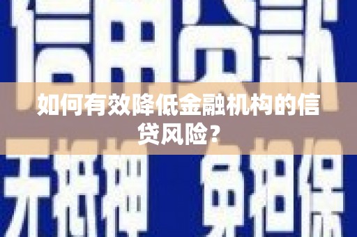 会宁如何有效降低金融机构的信贷风险？