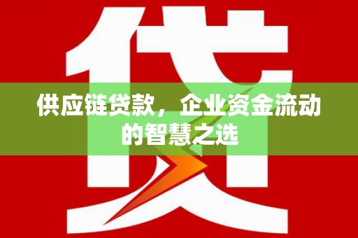 会宁供应链贷款，企业资金流动的智慧之选