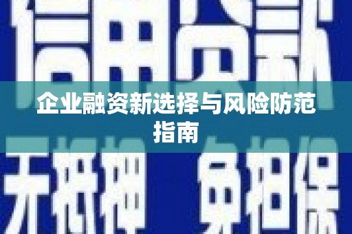 会宁企业融资新选择与风险防范指南