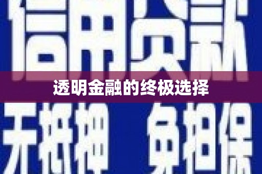会宁透明金融的终极选择